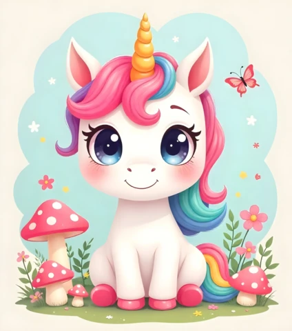 Enchanting Unicorn Fantasy Illustration Template for Children's Books and Party Invitations