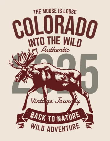 Alce salvaje aventura vintage plantilla de diseño de camiseta