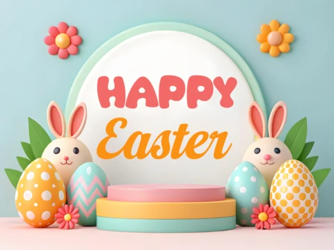 Colorida plantilla de diseño de celebración de Pascua para felicitaciones festivas