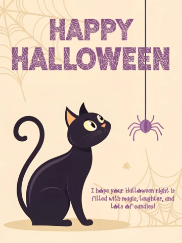Gelukkige Halloween kat ontwerp sjabloon voor wenskaarten
