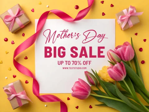Elegant Mother's Day Sale Template Design with Floral Accents