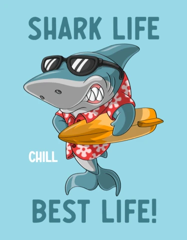 Chill Shark Design for Fun Summer Vibes Surfer Template