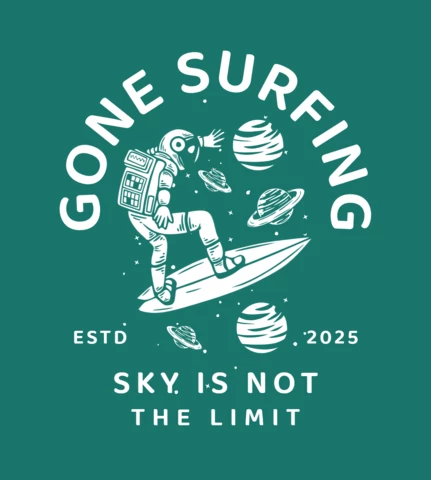 Astronaut Doing Surfing Vintage T-shirt Design Template