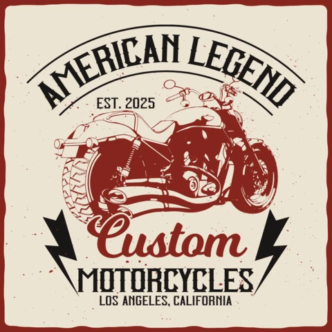 Modelo de design de camiseta vintage com motocicleta personalizada