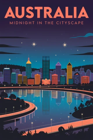 Stadtbild-Designvorlage für ein Australien-Themenplakat