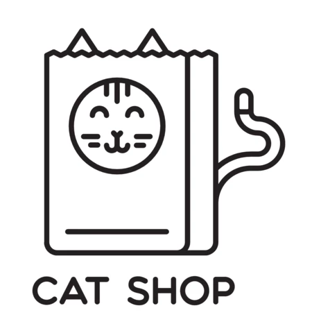 Modello di logo per negozio di gatti nero