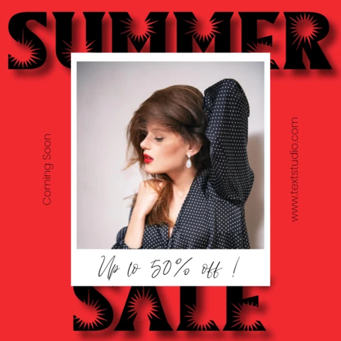 Red And Black Minimalist Frame Summer Sale Instagram Post Template