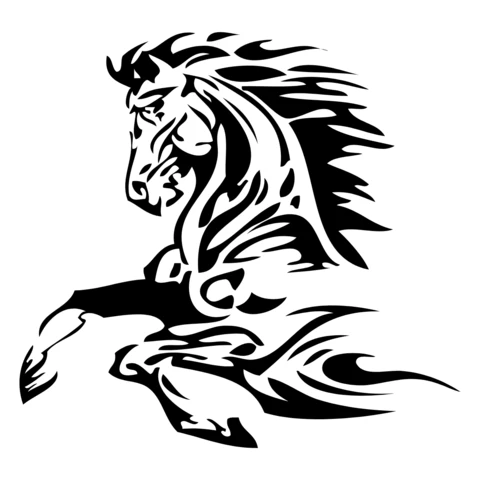 Diseño abstracto de tatuaje de caballo al galope