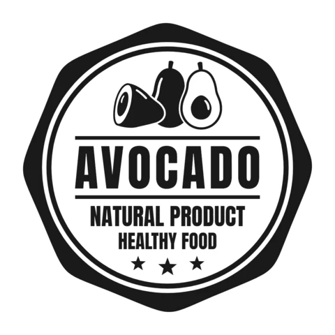 Modelo de design de logotipo de carimbo de abacate saudável