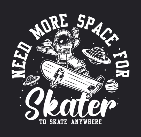 Astronaut Riding Skateboard Vintage T-Shirt Design Template