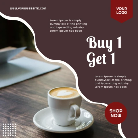 Compre 1 e leve 1 modelo de design de postagem do Instagram para promoção de café