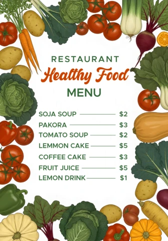 Modèle de conception de menu de légumes frais pour la restauration de restaurant