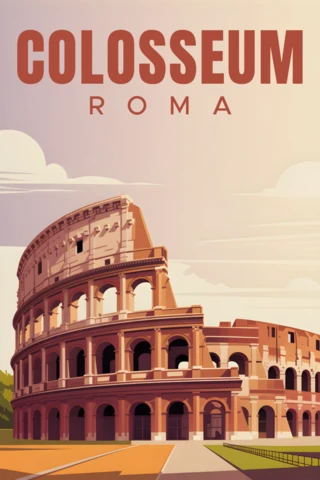Template de design rétro du Colisée pour affiches de voyage