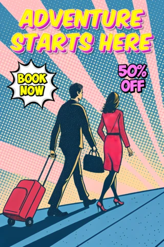 Pop-Art-Reiseabenteuer-Vorlage für Werbeflyer