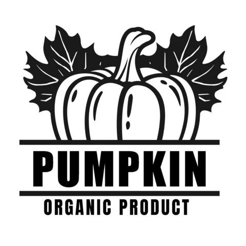 Modelo de design de logotipo de produto orgânico de abóbora preto