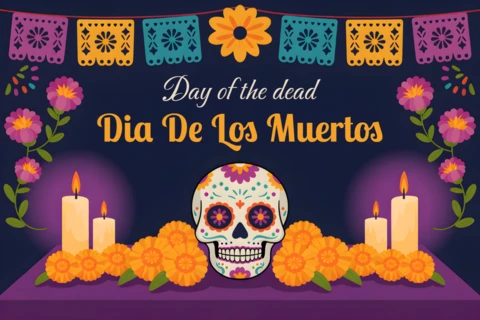 Colorful Dia De Los Muertos Design Template for Festive Posters