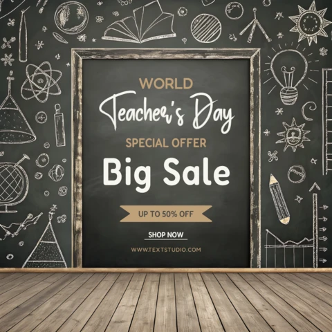 Chalkboard Style Teacher's Day Sale Template Design – Editable Promotional Graphic