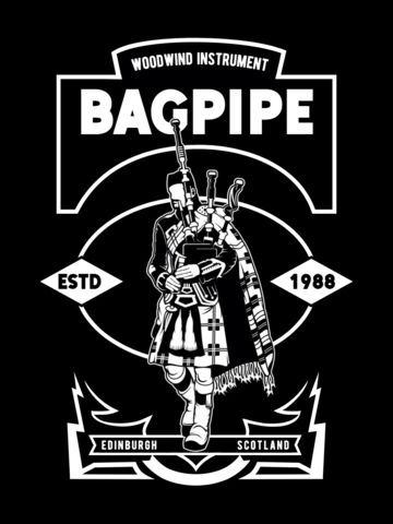 Scotland Bagpipe Musician T-Shirt Design Template