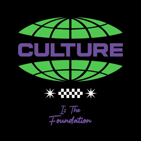 La cultura es la base de una identidad audaz, cita con elementos gráficos simbólicos y un globo, plantilla de diseño de camiseta.