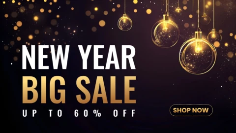 Black and Gold New Year Big Sale Design Template