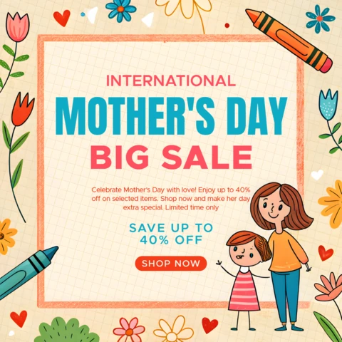 **"Playful Mother's Day Sale Template Design - Celebrate with Love and Savings!"**