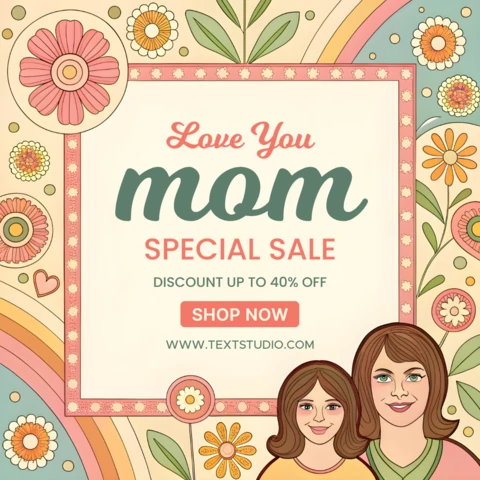 Plantilla de diseño floral caprichoso para la venta del día de la madre - editable y personalizable