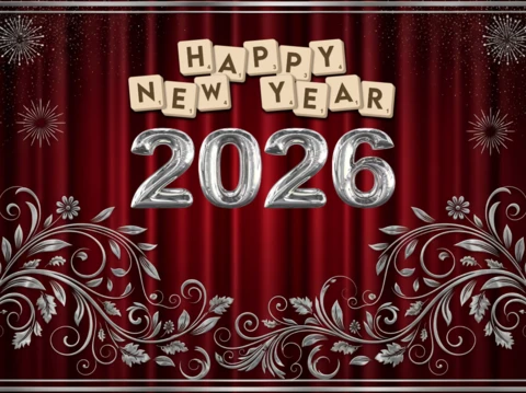 Elegant New Year 2026 Celebration Template with Floral Design for Festive Invitations