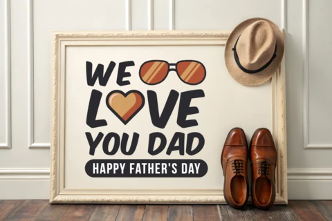 Father's Day Love Design Template with Sunglasses and Heart