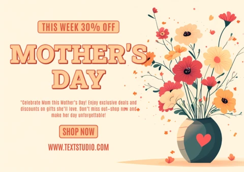 Plantilla de promoción floral para el día de la madre - diseño editable para ofertas especiales