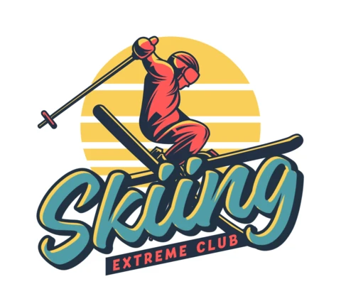 Skiing Extreme Club T-shirt Design Template
