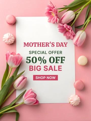 Elegant Mother's Day Sale Template Design with Floral Accents