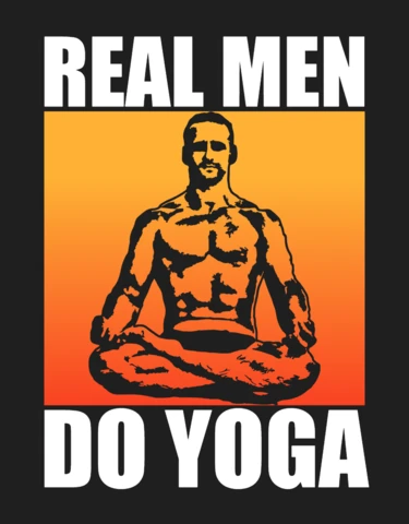 Modello di design di maglietta per uomini veri che fanno yoga