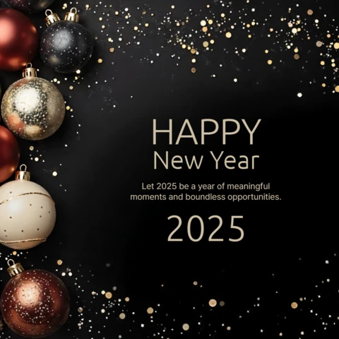 Feliz año nuevo 2025 elegante negro ornamentos plantilla de diseño