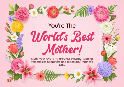 Modelo de cartão de saudação floral para a melhor mãe do mundo