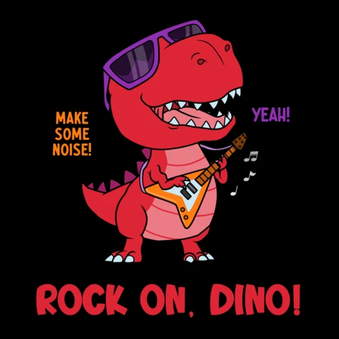 Rock On Dino! Fun Editable T-Shirt Design Template