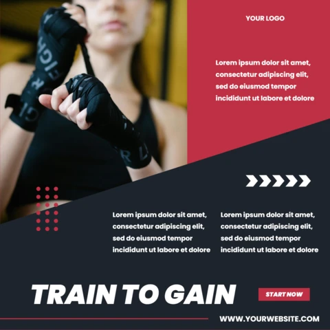 Train To Gain Gym Social Media Post Design Template