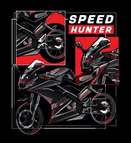 Speed hunter motocicleta plantilla de diseño de camiseta