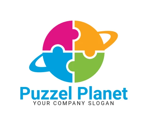 Puzzel Planet Logo Design Template