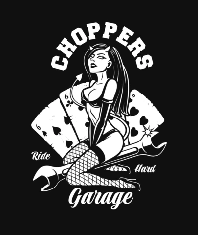 Modèle de t-shirt Rockabilly girl devil monochrome