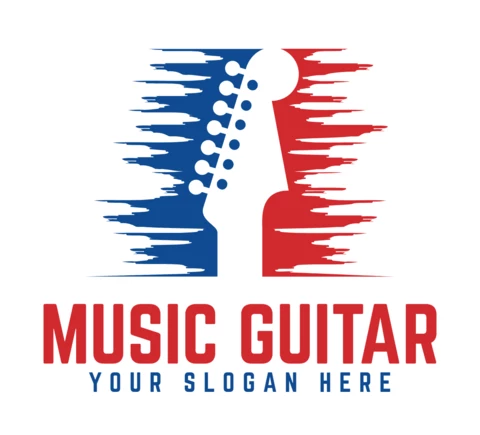 Colorful Music Guitar Logo Design Template