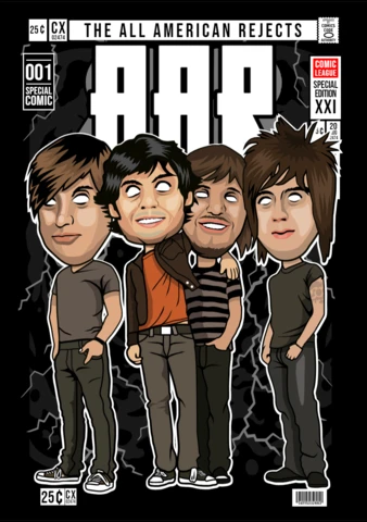 All American Rejects Cartoon Character Magazine Cover Design Template