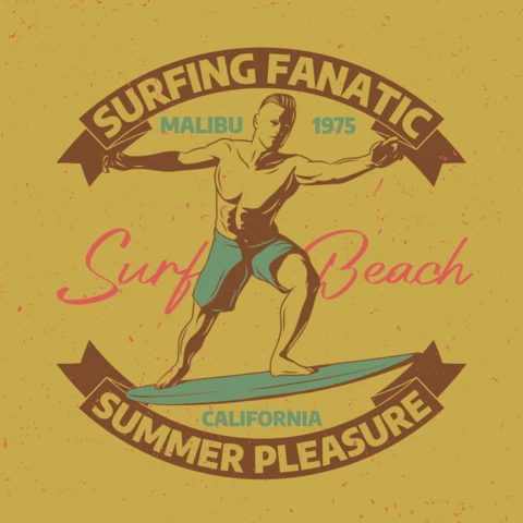 Man Riding On Surfing Board T-Shirt Design Template
