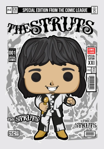 Luke Spiller The Struts Cartoon Character Magazine Cover Design Template