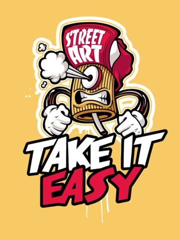 Take it easy graffiti with spay can character t-shirt design template