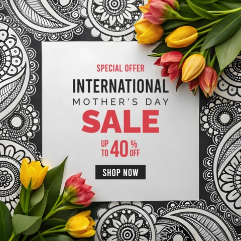 Boho Floral Design Template for International Mother's Day Sale
