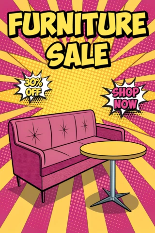 Pop-art meubels verkoop sjabloon voor promotiematerialen