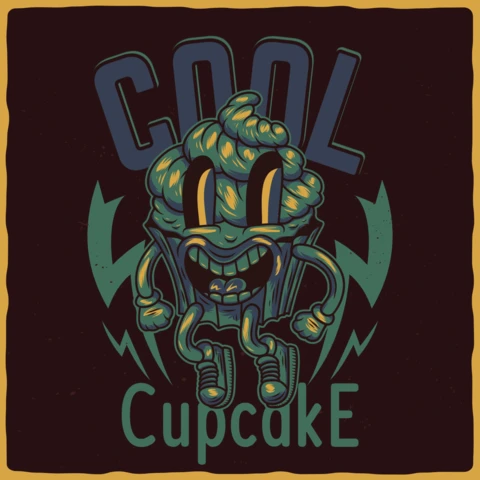 Weird Cupcake Monster Cartoon T-Shirt Design
