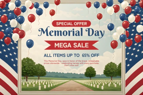 Template di vendita del Memorial Day patriottico - design festivo per promozioni