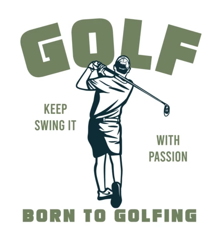 Homem jogador de golfe balançando tacos de golfe modelo de design de camiseta vintage