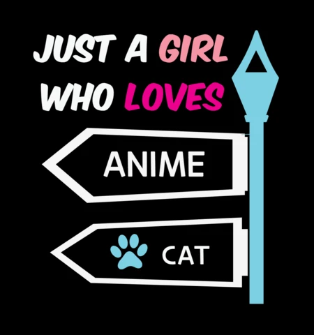 Gewoon een meisje dat houdt van anime en kat t-shirt ontwerpsjabloon